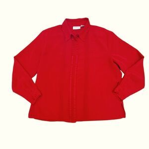 Apparenza Formal Red Botton Down Shirt Long Sleeve with Shoulder pads - Size XL